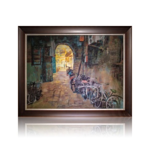 Handmade Trung Quốc Cũ Phong Cách Đường Phố Tường Nghệ Thuật Bằng Đá Sa Thạch Sơn Trên Vải Với Khung Cho Trang Trí Nội Thất Và Trang Trí Lớn Tác Phẩm Nghệ Thuật - Product Image 1