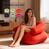 Canapé et fauteuil gonflables portables, fauteuil d'extérieur recouvert de velours, design moderne en forme de U, structure en métal, couleur personnalisée, 73x73x52cm