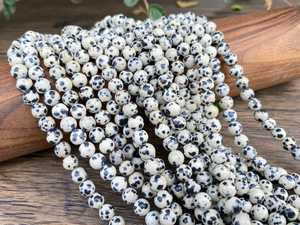 Perles rondes lisses en pierre naturelle Dalmatien, 15 pouces, 2mm 3mm 4mm 6mm 8mm 10mm 12mm, en vrac, vente en gros - Product Image 6
