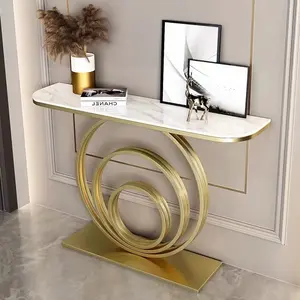 Home furniture living room rectangle side tables gold legs marble top entryway table consoles console mirror
