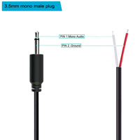 Adaptateur de remplacement, prise mâle 3,5 mm vers fil nu, extrémité ouverte, TS 2 pôles mono 1/8\" 3,5 mm