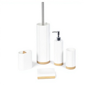 Ensemble d'accessoires <span class=keywords><strong>de</strong></span> <span class=keywords><strong>salle</strong></span> <span class=keywords><strong>de</strong></span> <span class=keywords><strong>bain</strong></span> en résine à texture <span class=keywords><strong>de</strong></span> grain <span class=keywords><strong>de</strong></span> bois naturel, 5 pièces, <span class=keywords><strong>style</strong></span> <span class=keywords><strong>scandinave</strong></span>, organiseur <span class=keywords><strong>de</strong></span> vanité pour décoration <span class=keywords><strong>de</strong></span> maison <span class=keywords><strong>de</strong></span> luxe - Product Image 1