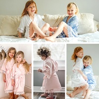 Kustomisasi dan grosir jubah mandi Kimono Satin sutra anak perempuan pesta ulang tahun anak perempuan bunga