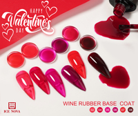 ICE NOVA Vin Caoutchouc Base Coat Rouge Glitter Shimmer Couleurs Base Gel 2in1 HEMA/TPO/HPMA FREE Gel Polish Base Épaisse Classique