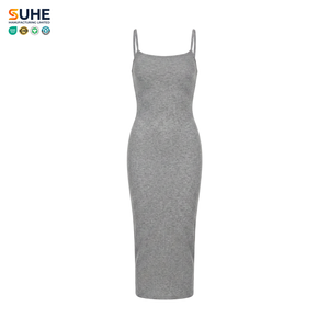 Vestido Largo Maxi SUHE DR-3003 para Mujer, Negro, Modal, Cuello Halter, Corte en A, Ecológico, Lavable, Transpirable, Alta Calidad - Product Image 1