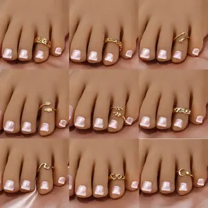 ZYO yaz plaj yüzük 18K altın kaplama 925 ayar gümüş ayarlanabilir güzel takı ayak ayak bacak parmak yüzük kız için