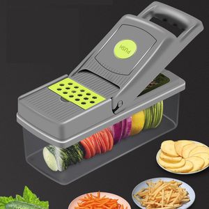 Accessoires et gadgets pour la maison et la cuisine, coupe-légumes multifonctionnel, hachoir à oignon manuel, hachoir à légumes avec récipient - Product Image 3