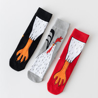 Nouvelles chaussettes unisexes tricotées absorbant la transpiration, décontractées, à imprimé animal, mi-mollet, mignonnes, tendance, amusantes et créatives, motif poulet, collection automne-hiver