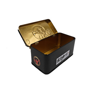 Cấp thực phẩm biểu tượng tùy chỉnh kim loại hình chữ nhật <span class=keywords><strong>tin</strong></span> với bản lề Nắp trà cà phê kẹo bao bì - Product Image 1