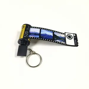 Aangepaste Mini Digitaal Fotoalbum Frame Sleutelhanger Pet Witte Sublimatie Filmrol Sleutelhangers