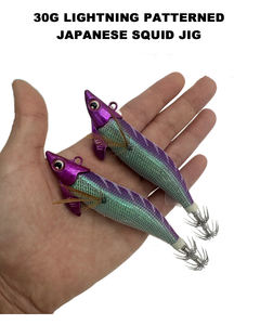 Guosong 3714 Crevettes Squid Jig 3.0 #30g Tête de plomb <span class=keywords><strong>Crochet</strong></span> en bois pour poulpe Leurre EGI Squid Jig poulpe leurre de pêche Eau salée - Product Image 2