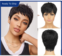 Vente en gros de cheveux colorés en fibre de qualité supérieure perruque courte et moelleuse à couverture complète simulée pour femme bouclée