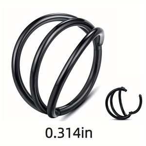Anillo de Nariz Triple <span class=keywords><strong>Aro</strong></span> de Acero Quirúrgico 316L, Piercing de Concha, Daith, Hélix, Rook, Tragus, Joyería para <span class=keywords><strong>Labio</strong></span> y Oreja para Mujeres y Hombres - Product Image 4