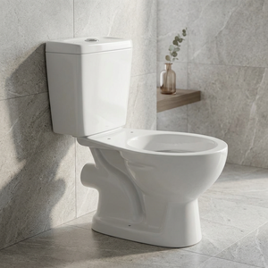 Inodoro de Cerámica de Dos Piezas de Alta Calidad, Estilo Italiano, Montado en el Suelo, Acabado Brillante, para Baño - Product Image 2