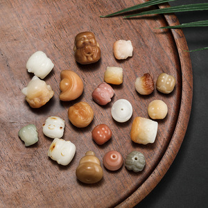 Bodhi Root Carving Loose Beads Mixed Shapes Totem Pattern for <b>Bracelet</b> Making Pearlescent Treatment Jinhua Origin AC4012 - Product Image 2