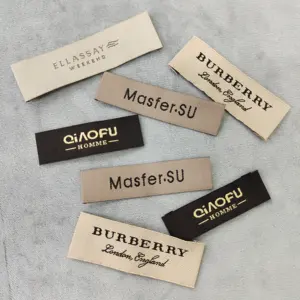 Custom Logo Garment Clothes End Fold Printed Satin Woven Label For Clothing