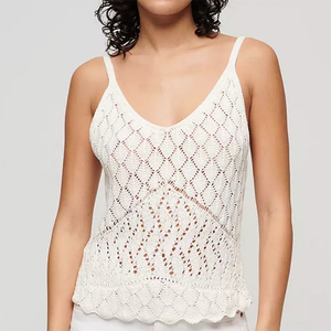 Débardeur d'été personnalisé en coton doux avec col en V <span class=keywords><strong>crochet</strong></span>é <span class=keywords><strong>sans</strong></span> manches pour femmes - Product Image 1