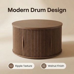 <span class=keywords><strong>Tavolino</strong></span> da Caffè Rotondo con Piano Sollevabile 31,5 Pollici, in MDF con Anta Scorrevole, per Soggiorni Piccoli - Product Image 2