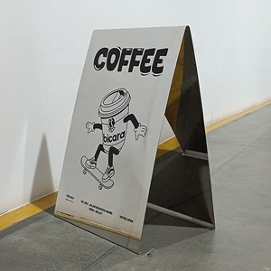 Outdoor Metal a Frame Sign Sidewalk Advertising Display Custom Mirror A-Shape Sign <b>Board</b> for Business - Product Image 4
