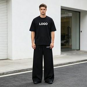 Pantalon de survêtement ample et droit en coton 350 g/m² avec cordon de serrage pour homme - Product Image 3