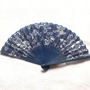 Éventail pliant 2025 en bambou, artisanat chinois en tissu, décorations florales imprimées, éventail pour femme - Product Image 1