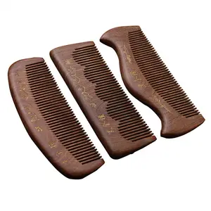 Peigne de massage en bois de santal noir et doré de 15 cm pour hommes et femmes, meilleur peigne de massage en bois de santal, vente à chaud OEM