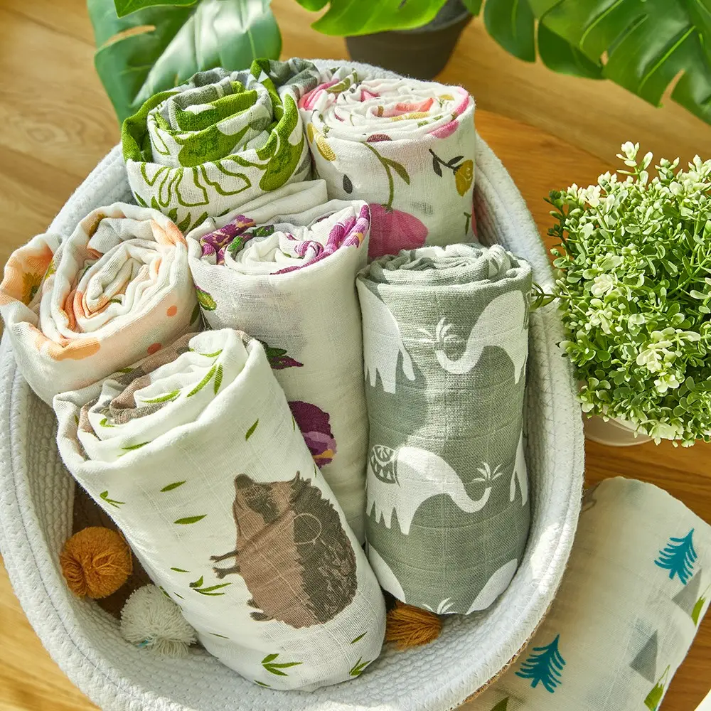 Soft 100% Cotton Neutral Receiving Blanket Swaddling Muslin Baby Blanket