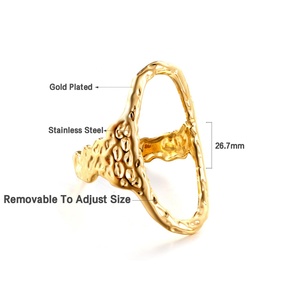 Bagues personnalisées pour femmes, irrégulières, creuses, étanches, empilables, vente en gros de bijoux, plaqué or 18 carats, ajustables, en acier inoxydable - Product Image 2