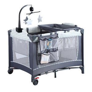 <span class=keywords><strong>Lit</strong></span> parapluie pliant en métal noir et gris personnalisé avec barrière de sécurité pour enfants et bébés, idéal pour le <span class=keywords><strong>parc</strong></span>, pour le sommeil et les activités des enfants - Product Image 2