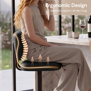 <b>Adjustable</b> <b>Height</b> Swivel Bar <b>Stool</b> with Tufted Backrest PU Leather Bar Chair with Footrest for Kitchen Island Counter Home Bar - Product Image 2
