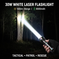 Lampe torche LED laser blanche super lumineuse 30W haute puissance 8000mAh rechargeable tactique avec batterie externe pour le camping en plein air