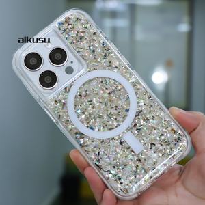 Coque de téléphone portable magnétique, transparente mate, TPU TPE PC 3 en 1, personnalisée, nacre, pour iPhone 16 15 14 13 12 Pro Max - Product Image 1