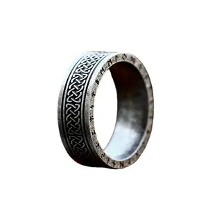 Viking noeud celtique bague pour hommes en gros en acier inoxydable Vintage personnalisé Boho bijoux style vague bijoux