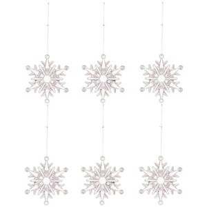 Ensemble de 6 décorations de Noël en acrylique, flocons de neige en cristal, décorations pour arbre de Noël, pendentifs suspendus en cristal - Product Image 6