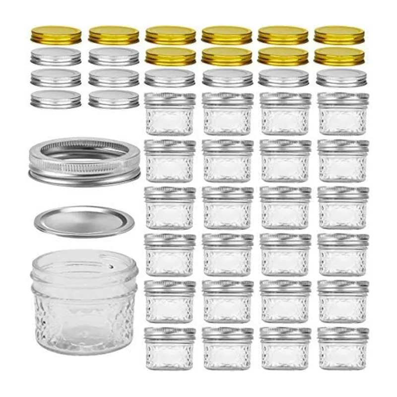 Op Maat Gemaakte Etiketten Logo Glas Mini Jampotjes Luxe Glazen Jampotjes 100Ml 150Ml 250Ml Honingcontainer Glas Met Deksel