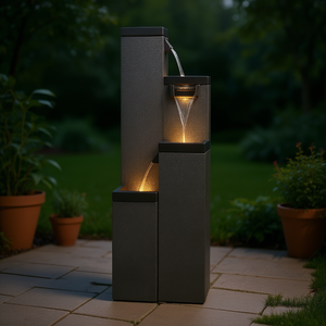 Fuente de Agua Moderna de Pie de 39.3 Pulgadas con Luces para Decoración de Jardín, Patio y Hogar - Product Image 2