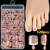 Vente chaude français ligne blanche orteils ongles conseils presse sur les ongles carré couverture complète orteils conseils