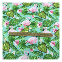Short de plage en tissu 100 % polyester effet peau de pêche, imprimé numérique, respirant, motif flamant rose tropical, sortie d'usine