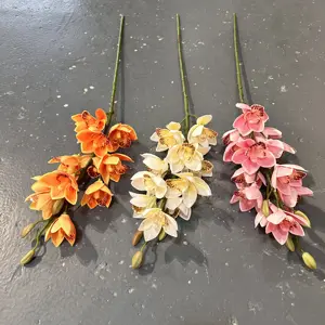 Venta al por mayor de la boda decoración del hogar artificial Wheath orquídea flor 3D impresión ramas de tallo largo