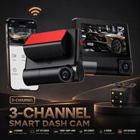 Cámara de Retrovisor Delantera y Trasera 1080P, DVR para Auto con WiFi, Pantalla IPS de 3 Pulgadas, Tipo C, Batería de 150mAh, 64GB, Monitor de Estacionamiento 24h, Control por Aplicación