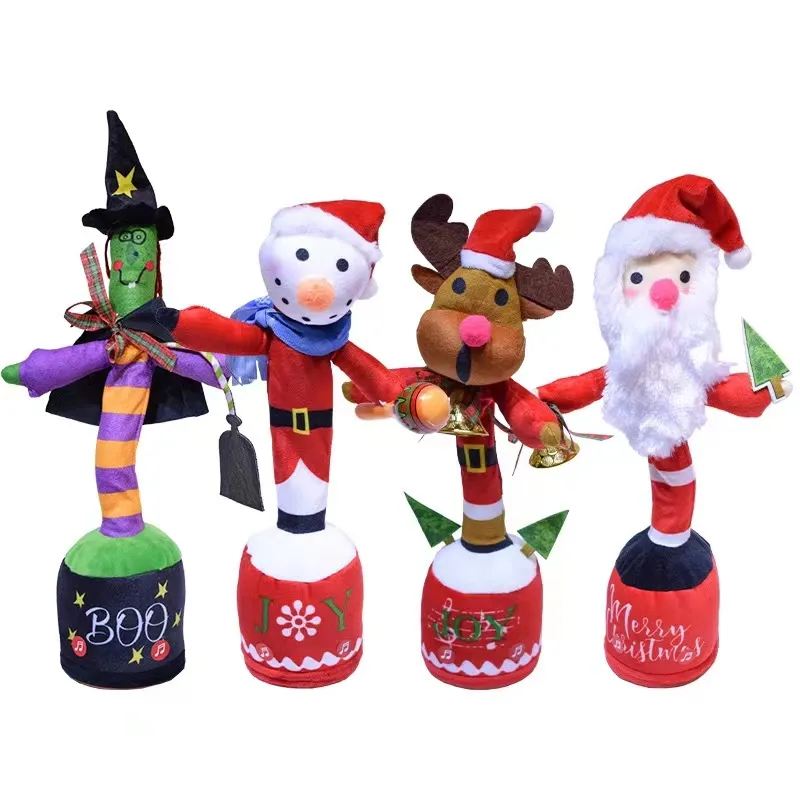 Новая креативная музыка говорящий танец кактус игрушки Электрический плюшевый Санта-Клаус игрушки танцы рождественские подарки Танцы Санта для детей
