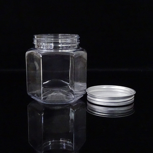 Hexagon Pet Food Jar Empty Food Grade Clear PET Plastic Hexagon Jars For Honey Packaging