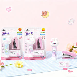 Popular Cute Solid Glue & Grapadora Combo Blister Set-Papelería multiusos para oficina, estudiantes y manualidades DIY - Product Image 1