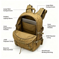 Sac à dos tactique 35L en polyester 600D avec système Molle, sac de voyage sportif d'extérieur, sac de randonnée durable, vente en gros OEM ODM faible MOQ