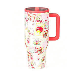 Gobelet isotherme en acier inoxydable de 40 oz avec poignée et couvercle à paille, motif léopard imprimé animal, pour voyage - Product Image 4