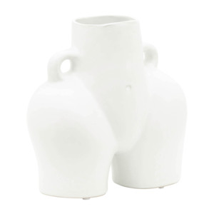 Vaso in ceramica a mezzo corpo, decorazione moderna per la tavola del soggiorno, bianco - Product Image 3