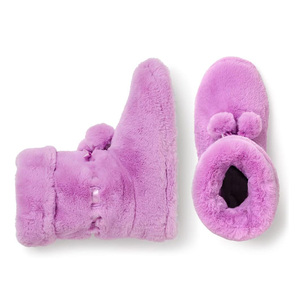 Scarpette da donna in pelliccia sintetica con pon-pon e nastro di raso sfocato Memory Foam stivaletti pantofole - Product Image 2