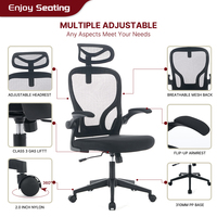 Chaise de bureau ergonomique à dossier haut en maille, appui-tête réglable, accoudoirs rabattables, hauteur réglable, pivotante, chaise de travail informatique personnalisable