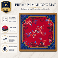 Tapis de Mahjong Américain de Luxe Rouge à Motifs Floraux, 33x33 Pouces, 3mm Néoprène Antidérapant et Imperméable, Tapis de Jeu de Table – Expédition depuis l'Entrepôt Américain