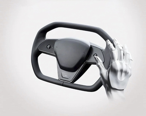 Volante de coche estilo cibernético con función de calefacción en negro para el modelo Y - Product Image 1
